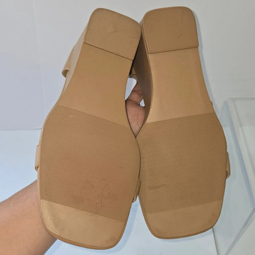 Torrid Tan Faux Leather Wedge Sandals Square Toe Ankle Strap 10.5WW 19446917